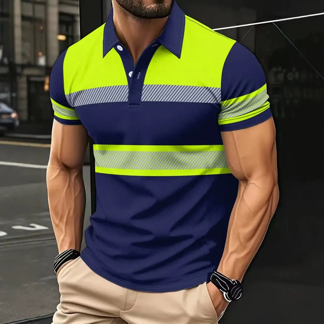 Mens Short-sleeve Digital-print Polo Shirt