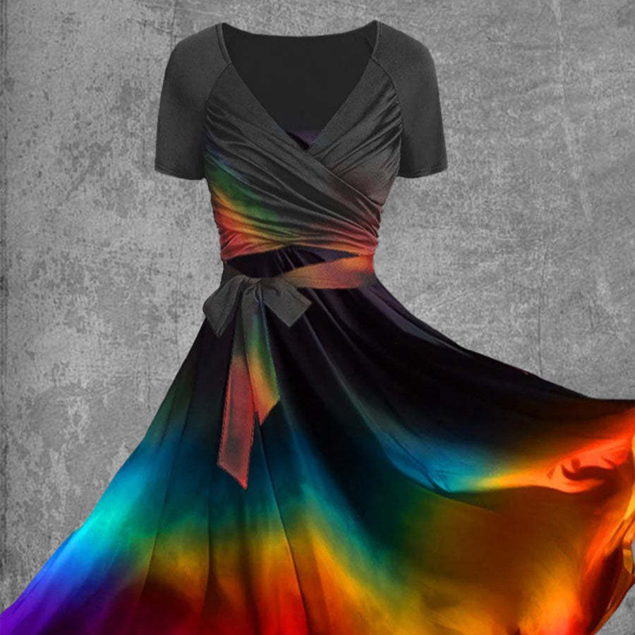 Womens Long Creative Floral Print Dress