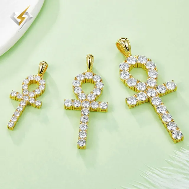 Moissanite Cross Necklace Sterling Silver Gold Plated Gold Without Chain - Shop at LoveMi