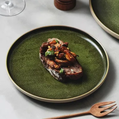 Household Ceramic Plates Retro Steak Green Salad Dish
