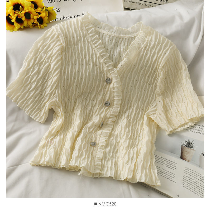 Casual All-match Blue Short-sleeved T-shirt For Women