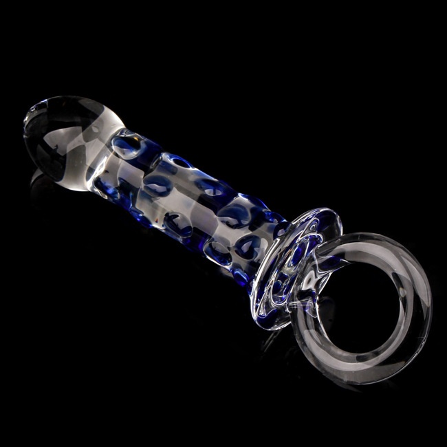 Bead Lock Blue Core Hand Pull Type Glass Dildo Product 4