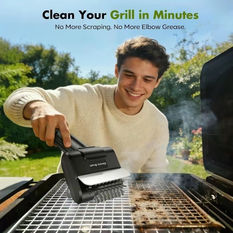 Outdoor Camping Barbecue Grill Handheld Electric Rolling Brush
