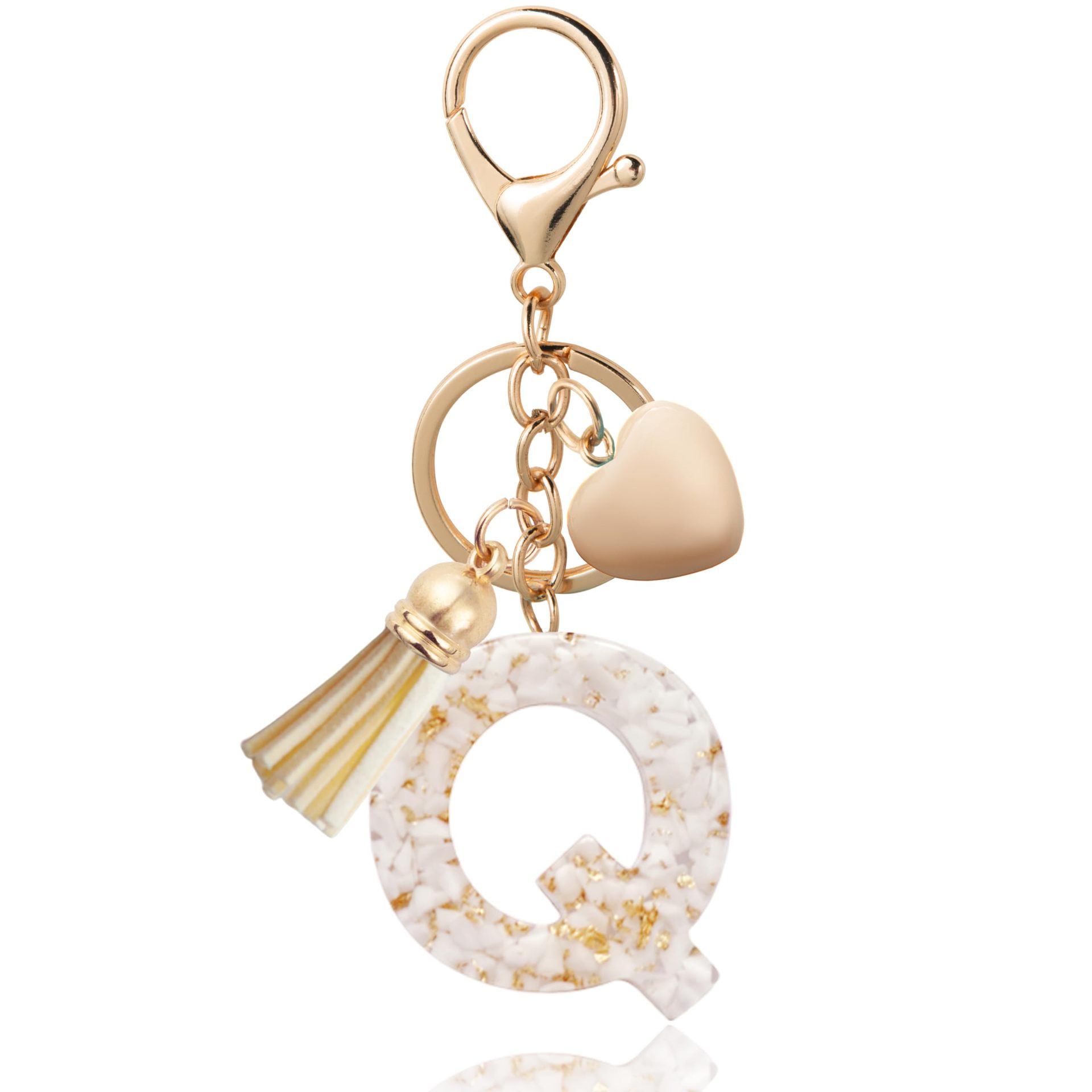 Fashionable Personalized Heart-shaped Pendant With White Shell Fragments Lettering And Tassel