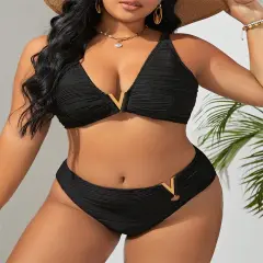 Bikini Two-piece Set Swimsuit For Women - Black - View 1