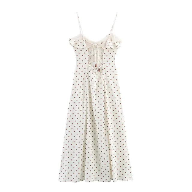 New Summer Retro Waist controlled Polka Dot Midi Skirt Sling Dress - Shop at LoveMi