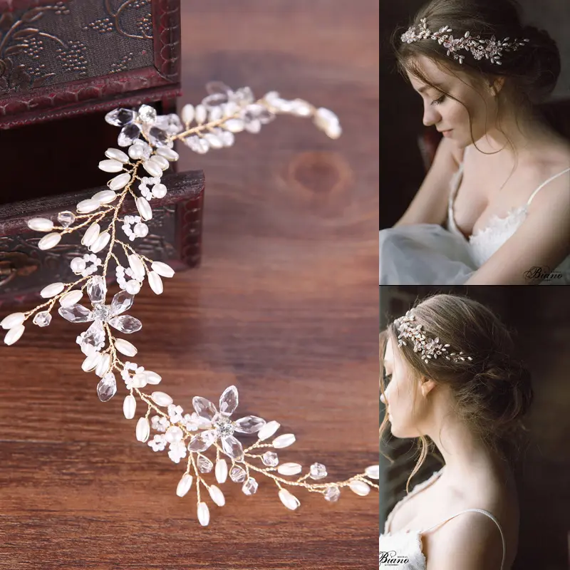 White Pearl Plate Hair Band Wedding