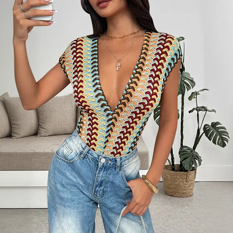 New Womens Colorful Embroidered Striped Jumpsuit