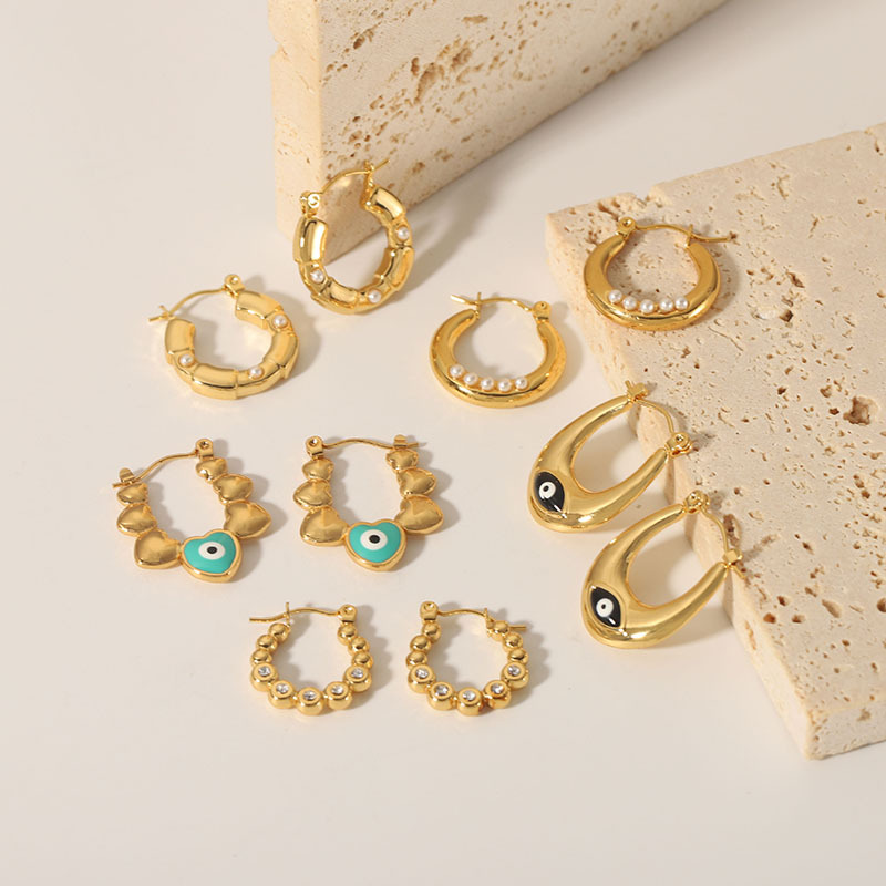 Ins Style Stainless Steel Earrings 18K Gold Plated Personalized Eyes