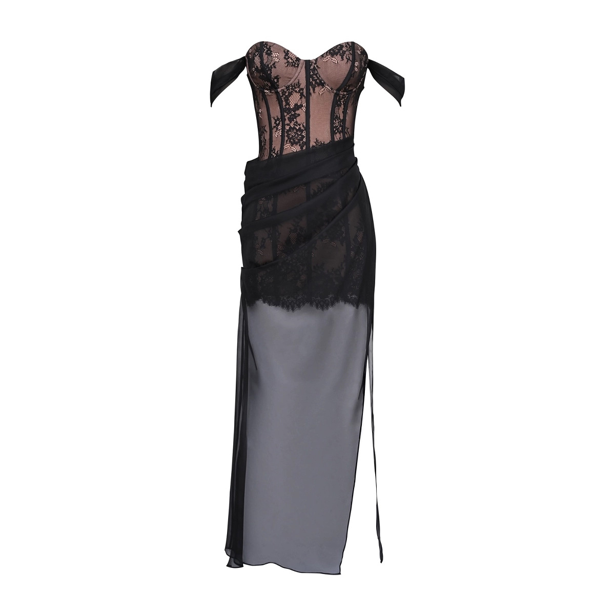 Sexy Slim Fit Slimming Sling Lace Patchwork Cold-shoulder Dress