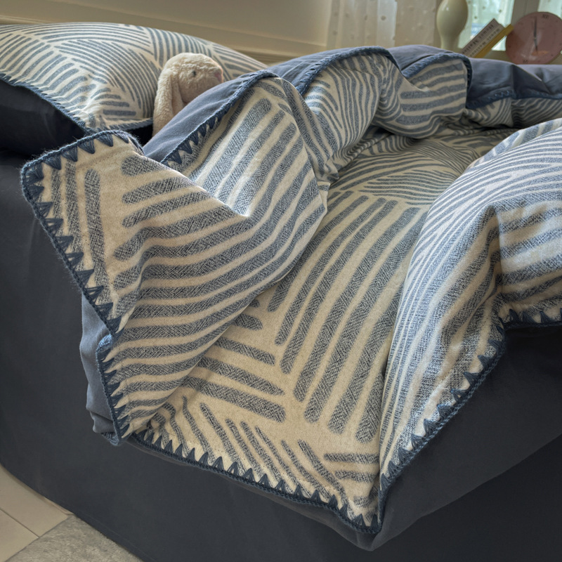 Thickened Brushed 100 Cotton Duvet Cover For Fall And Winter