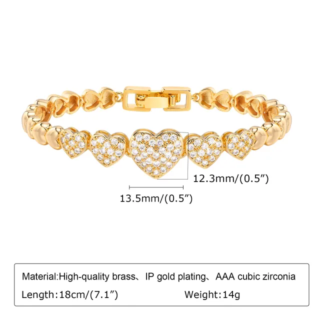 Copper Square Heart shaped Zircon Geometric Bracelet Pbr062 - Shop at LoveMi