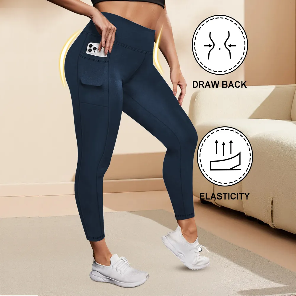 High-Waisted Plus-Size Yoga Leggings For Women Butt-Lifting And Body-Hugging Fit For Fitness - Navy