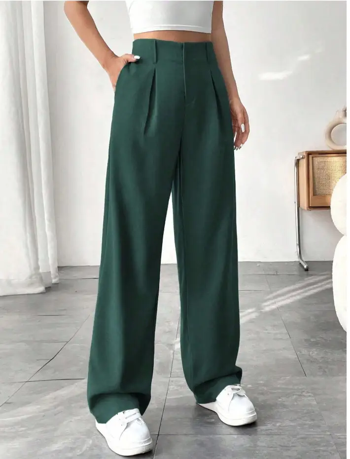 Autumn And Winter High Waist All-matching Wide Leg Leisure Suit Pants For Women