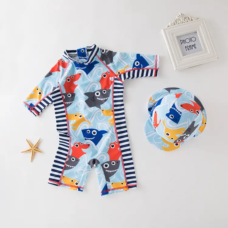 Men's One-piece Swimsuit Blue Shark Head Printed
