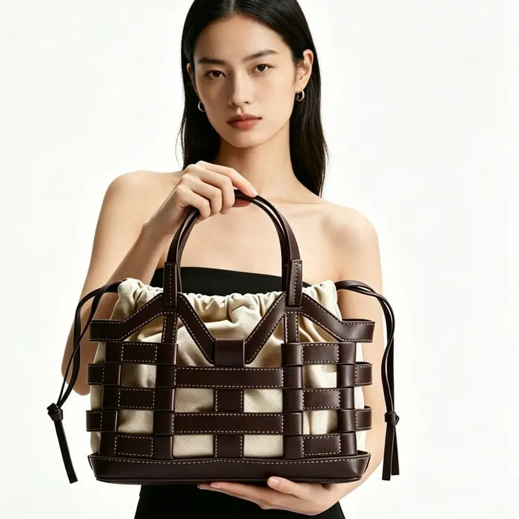 Creative Hollowed-out Niche Large-capacity Drawstring Patchwork Tote