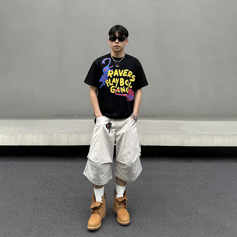 Solid Color Machete Straight Logging Cargo Shorts Men