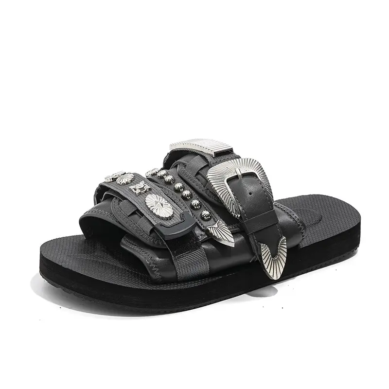 Silver-studded Casual Lightweight Platform Outdoor Slippers