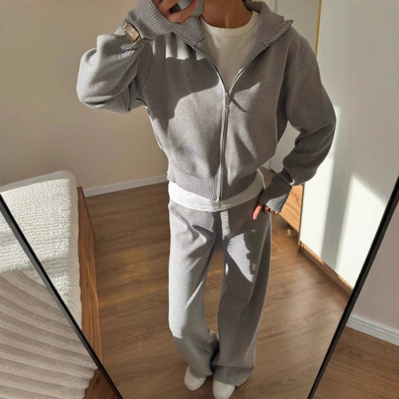 Women's Double-Zip Cardigan Jacket And Pants Set