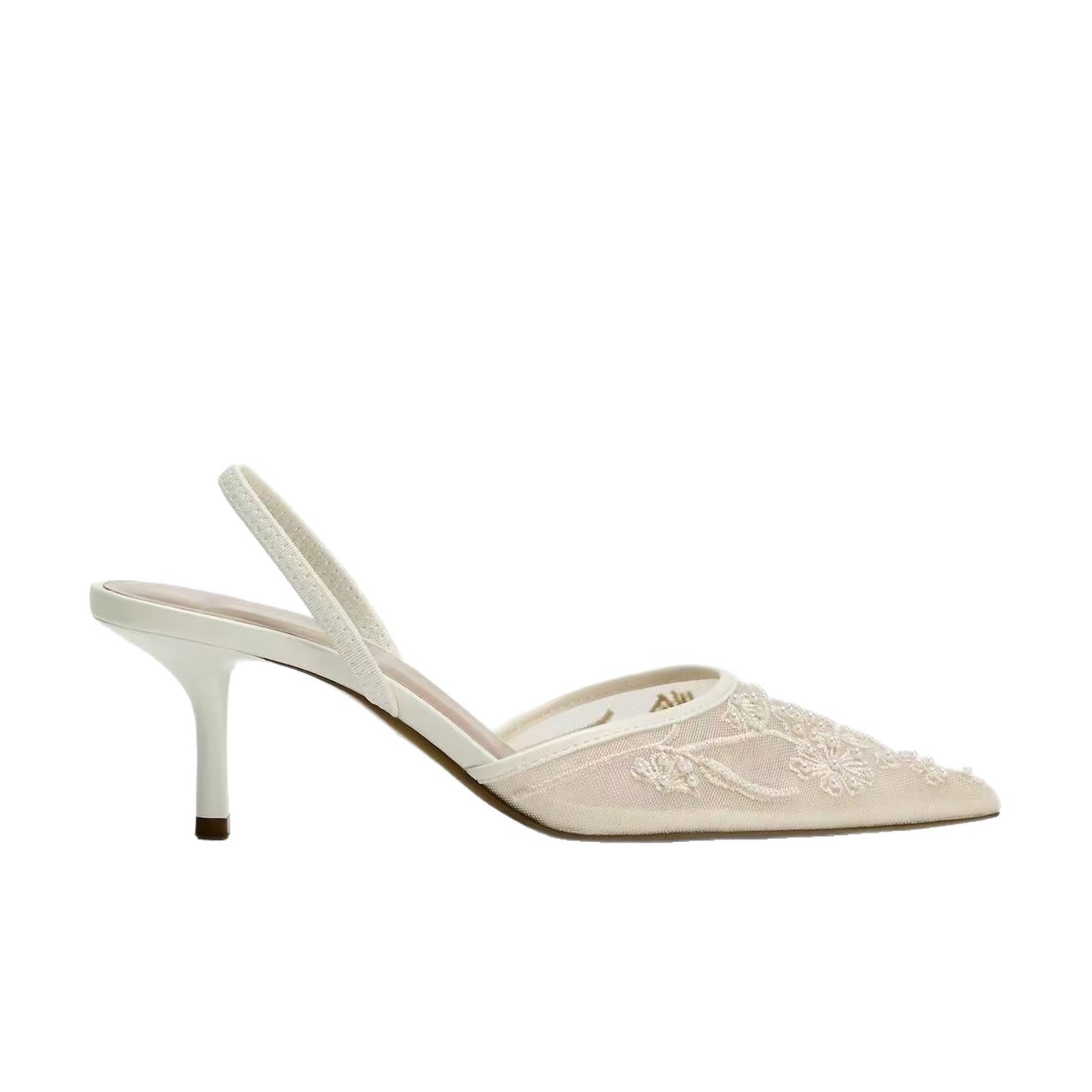 Embroidered Mesh Stiletto Mules, picture 2 of 5