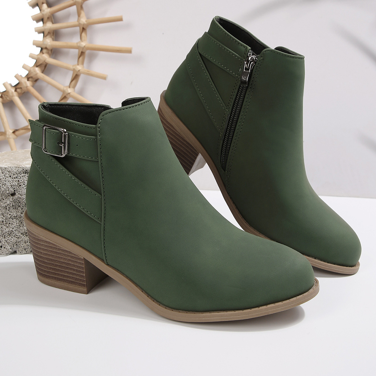 Suede Side-Zip Ankle Boots