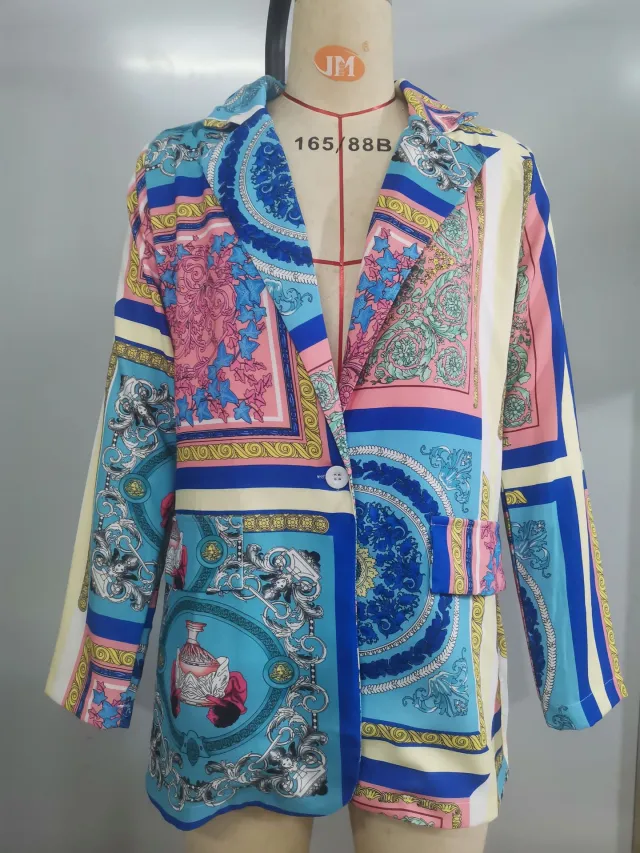 Slim fit One button Printed Women's Small Suit See Details For Real Shot - Shop at LoveMi