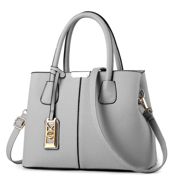 One shoulder Crossbody Iron Pendant Decorative Large Capacity Handbag Gray - Shop at LoveMi