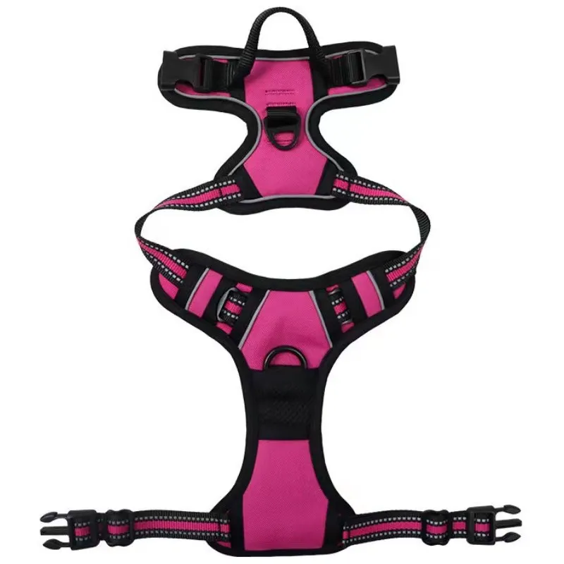 Pet Hand Holding Rope Chest And Back Nylon Dog Rope - Rose Red