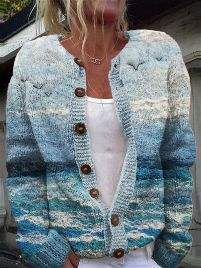 3D Digital Printing Cardigan Knitted Coat Imitation Sweaters Women's Clothing 1 Style 5Xl - Shop at LoveMi