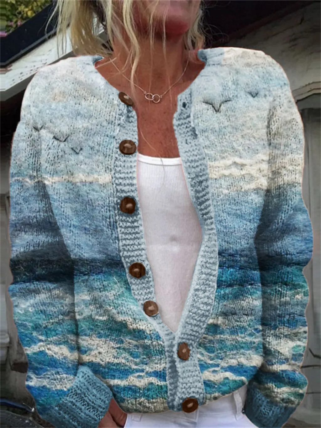 3D Digital Printing Cardigan Knitted Coat Imitation Sweaters Women's Clothing - 1 Style-5Xl