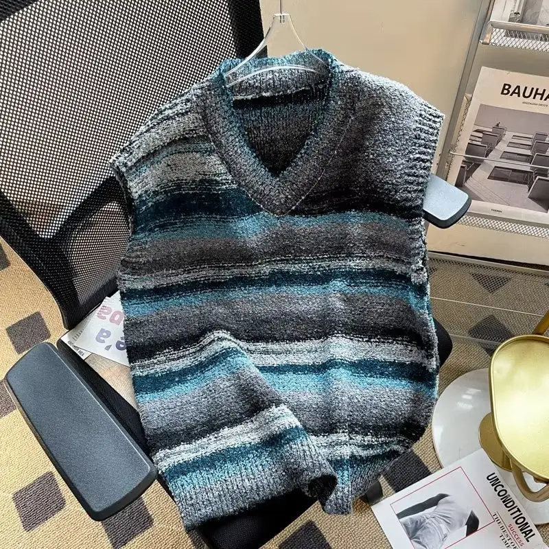 Mens Autumn Lazy-Style Loose-Fit Couples Sleeveless Sweater