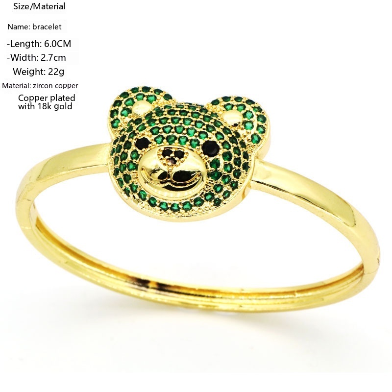 Temperament Inlaid Zircon Cute Bear Special-interest Design Animal Bracelet