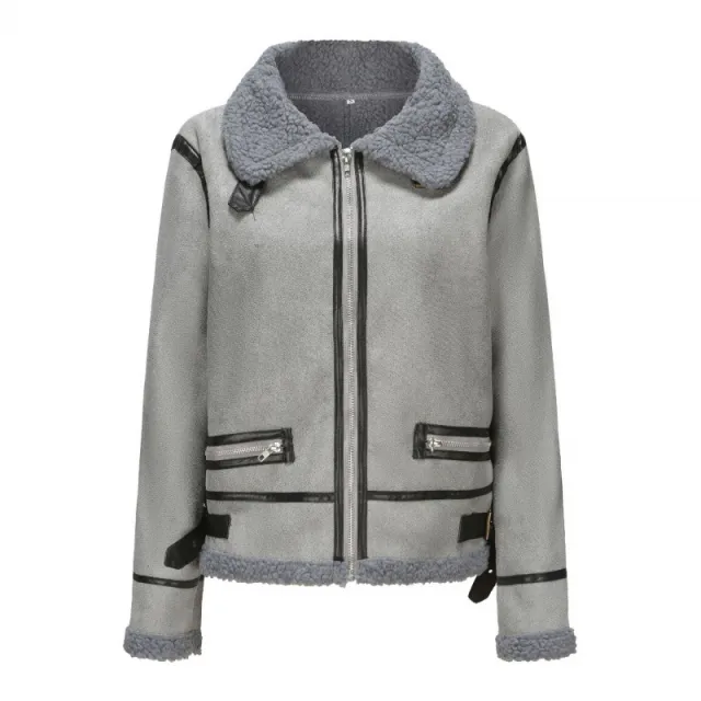 Women's Fur Thick Coat Long Sleeve Gray - Shop at LoveMi