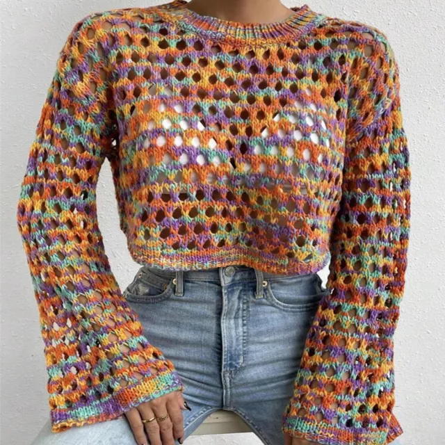 Retro Short Women's Colorful Woven Top Sweater Color - Shop at LoveMi