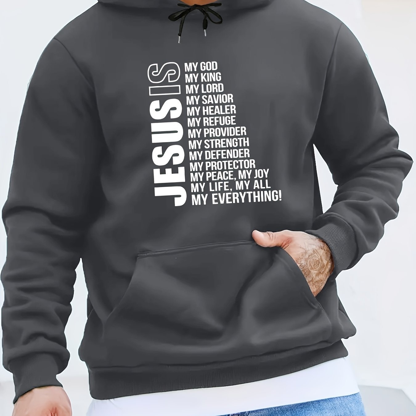 Printed Kangaroo Pocket Hoodie Casual Long-Sleeve Hoodie Pullover Sweatshirt