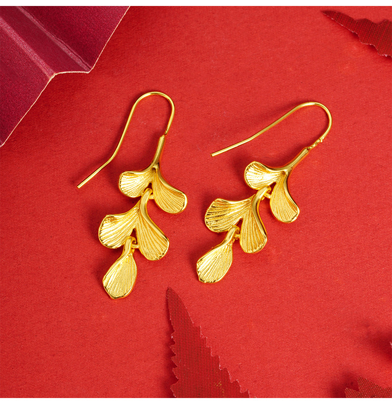 Women's Copper Apricot Leaf Eardrops