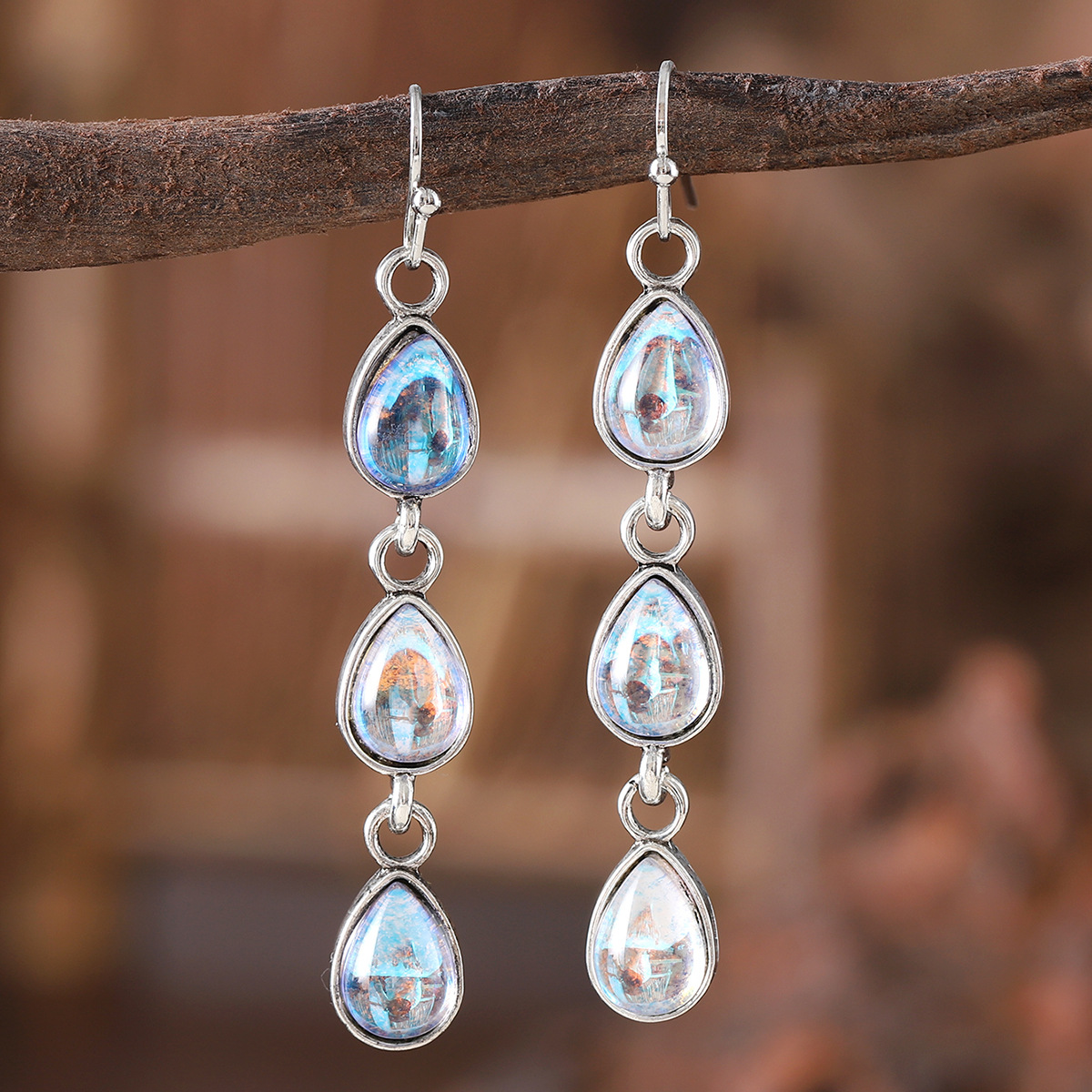 New Colorful Zircon Tassel Pendant Earrings