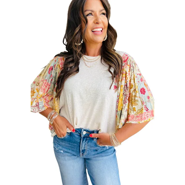 Round Neck Pullover Women's Fashion Loose Printed Chiffon Shirt Lc25130044 P15 - Shop at LoveMi