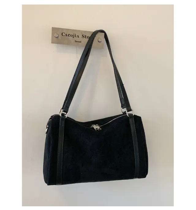 Women's Suede Shoulder Large capacity Crossbody Bag Black - Shop at LoveMi