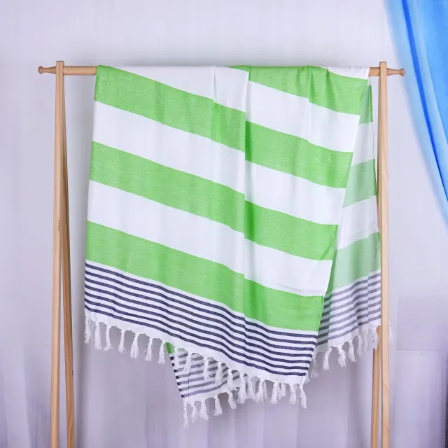Striped Tassel Turkish Beach Absorbent Bath Towel Green - Shop at LoveMi