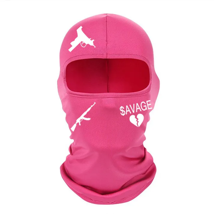 Outdoor Cycling Windproof Sun-proof And Breathable Neck Protection Heat Transfer Patch Printed Ice Silk Headgear - Rose Red White Label
