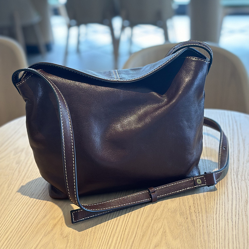 Genuine Leather Bucket Crossbody Bag, picture 6 of 8