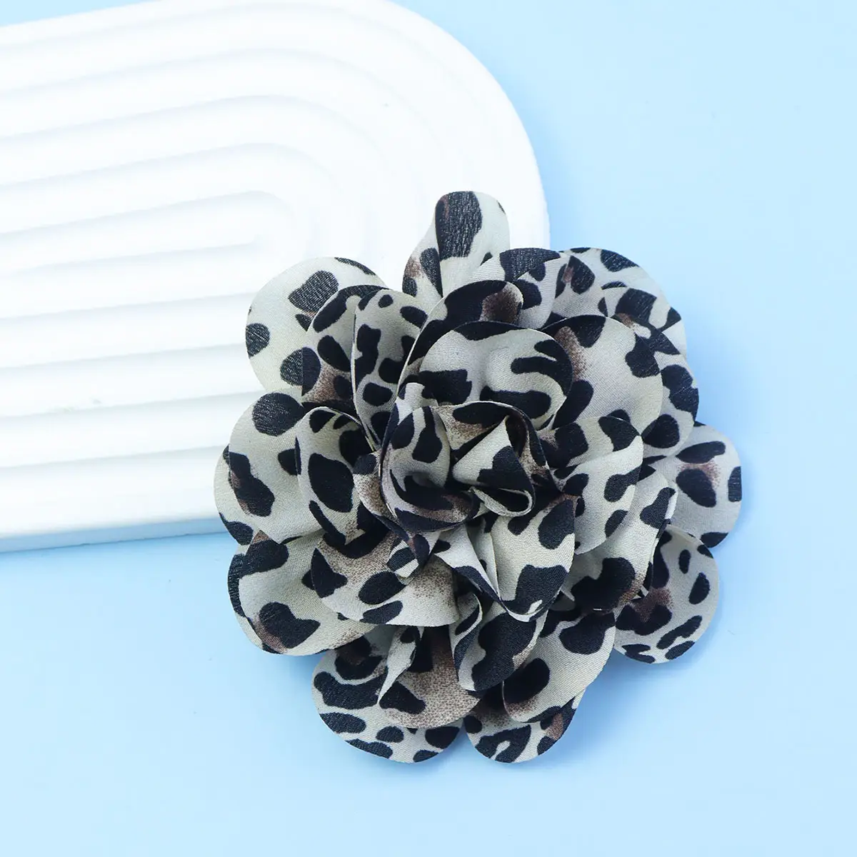 Leopard Print Fabric Multi-layer Fabric Flower Chest Flower Flip Collar Needle Accessories