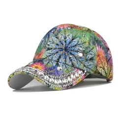 Outdoor Sun Protection Colourful Cat Eye Rhinestone Baseball Cap - Adjustable - View 1