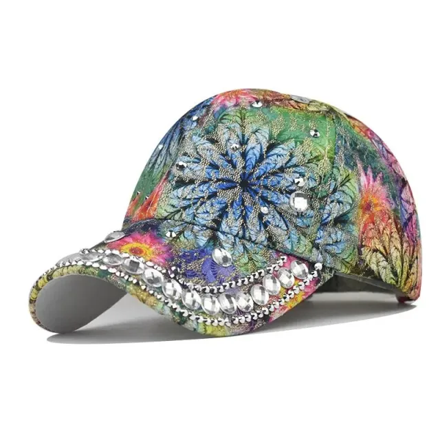 Outdoor Sun Protection Colorful Cat Eye Rhinestone Baseball Cap Adjustable - Shop at LoveMi