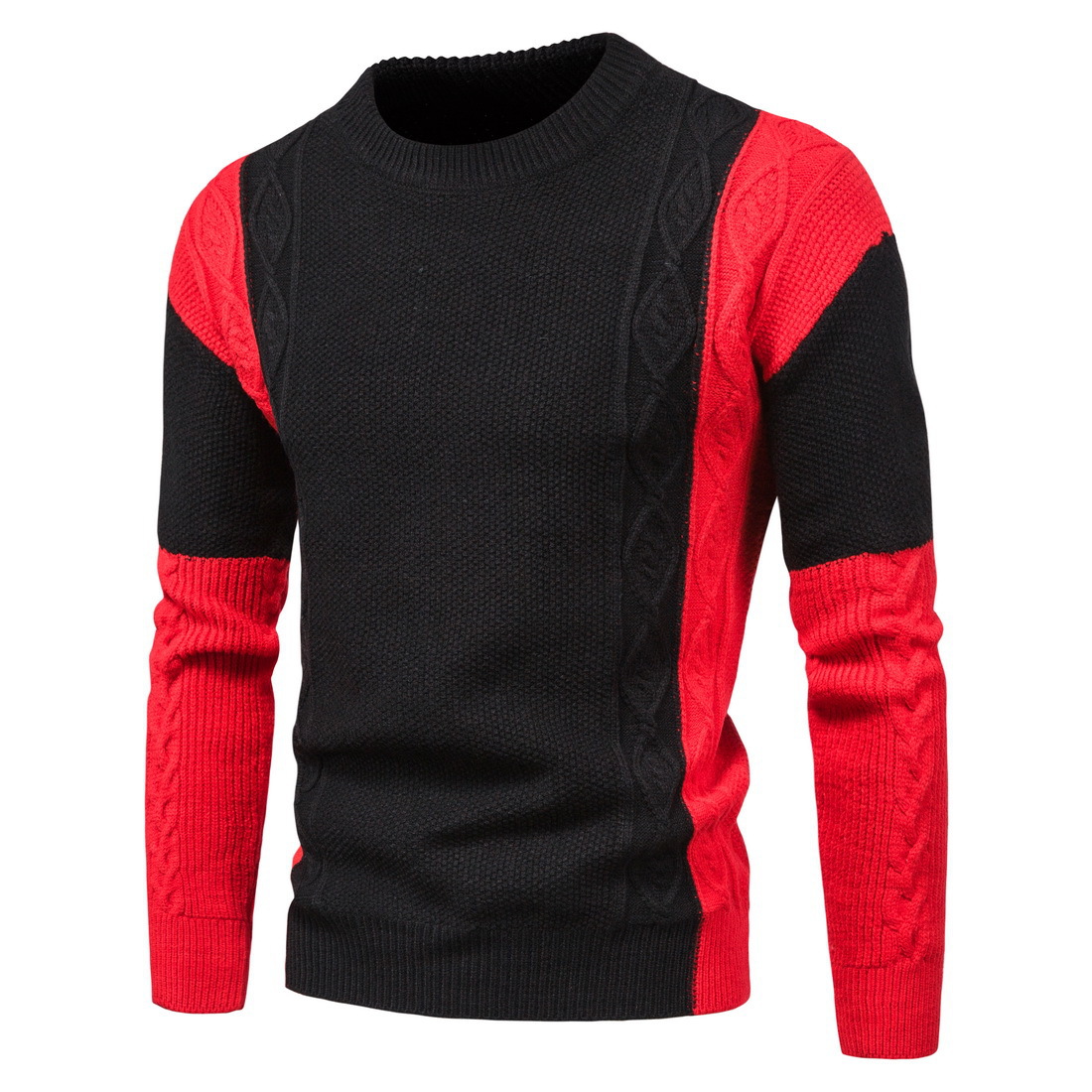 Title 12, Herren Casual Slim Strickpullover Mode Kontrast...