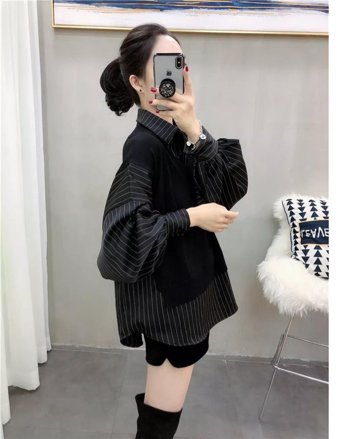 Title 4, Korean Style New Patchwork Fake Two Pieces Shir...