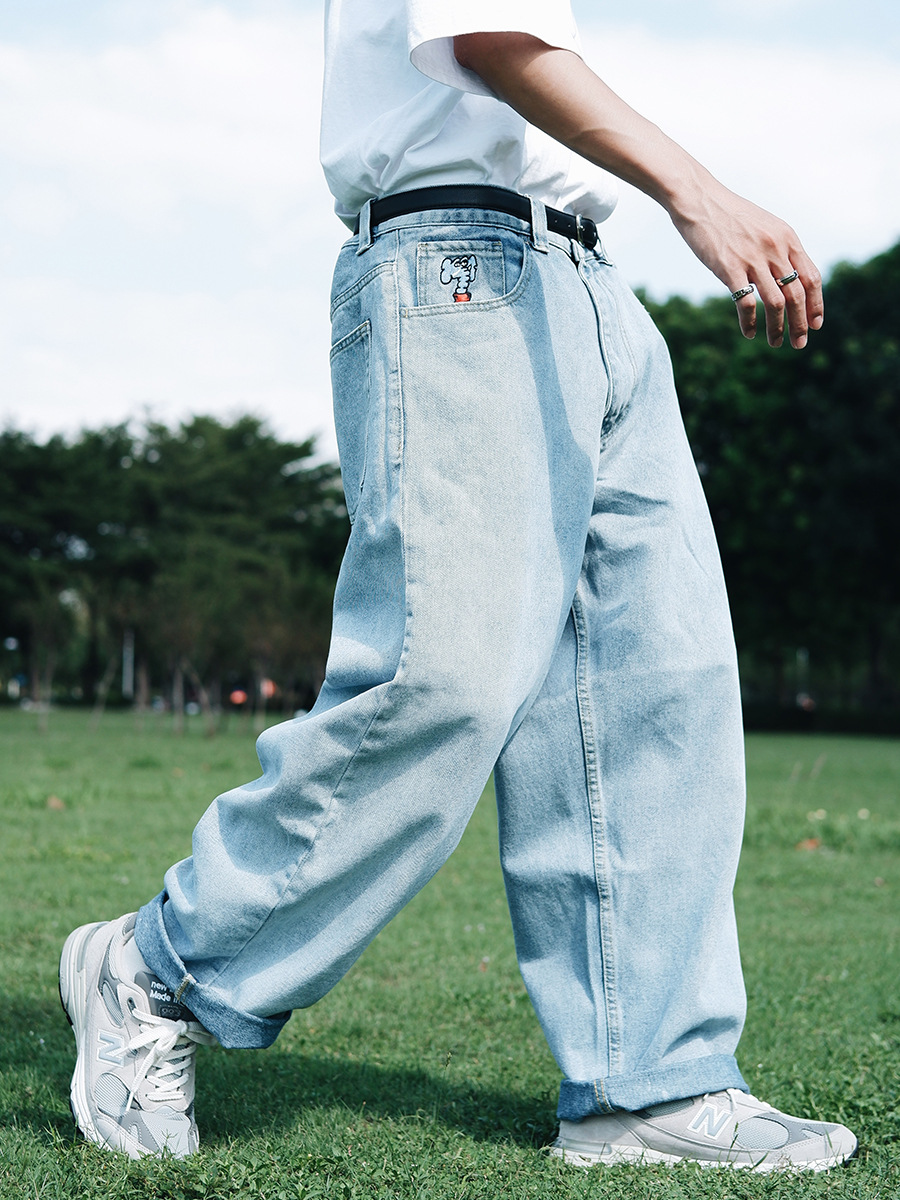 Casual Men's Hip Hop Elephant Pocket Embroidered Jeans