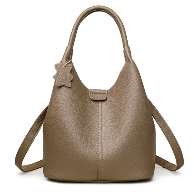 New All match Tote Soft Leather Western Style Crossbody Bag Khaki - Shop at LoveMi