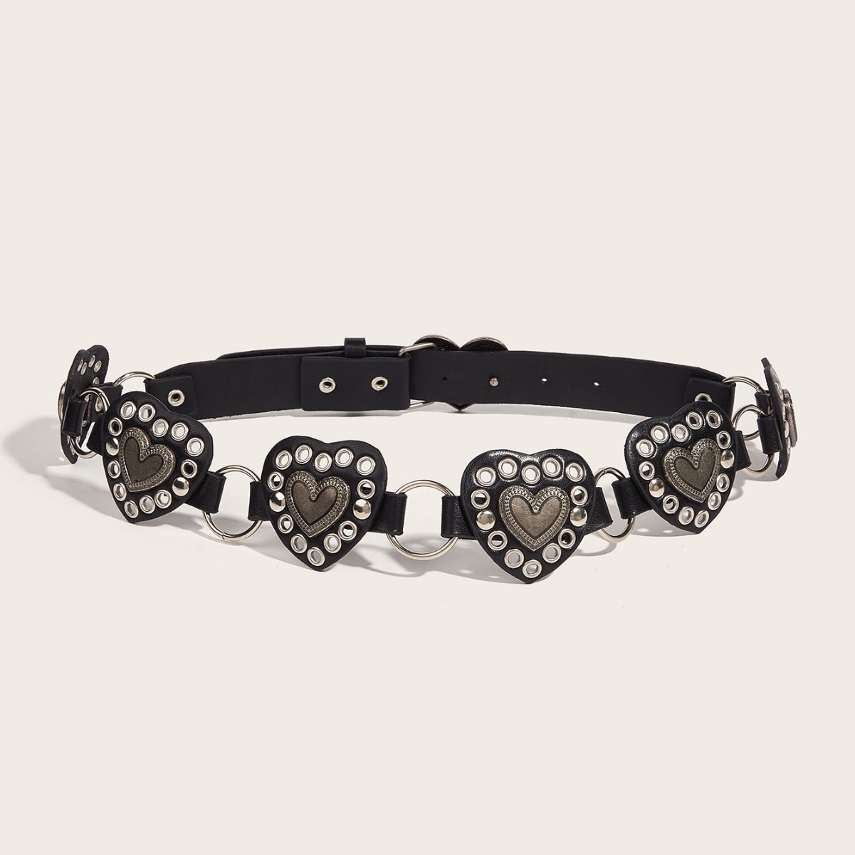 Street-style Hollowed-out Circular PU Leather Belt